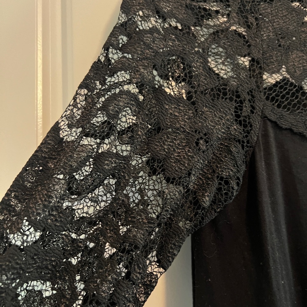 Short black formal lace dress